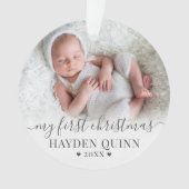 Mein erstes Weihnachts-Script New Baby-Foto Ornament (Vorderseite)