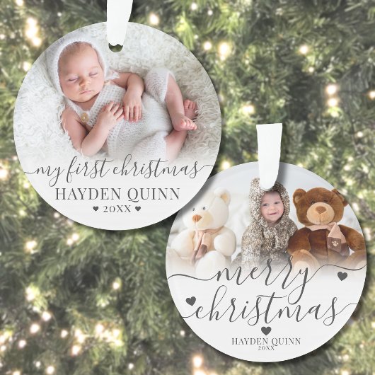 Mein erstes Weihnachts-Script New Baby-Foto Ornament