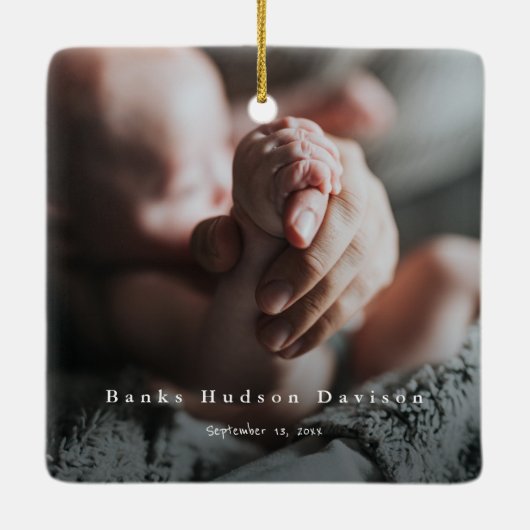 Mein erstes Weihnachts-Simple Baby-Foto Keramikornament (Rückseite)
