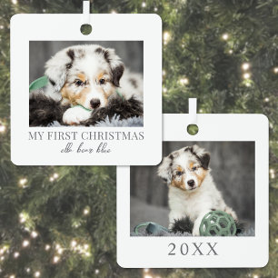 Mein erstes Weihnachts-Tierfoto Hund Ornament Aus Metall