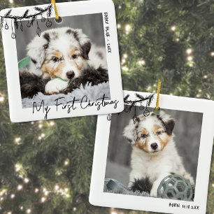 Mein erstes Weihnachts-Tierfoto Keramikornament