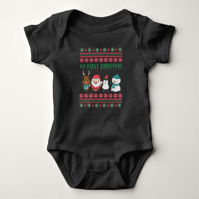 Mein erstes Weihnachts-Weihnachtsfest Baby Strampler (Vorderseite)