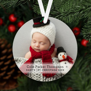 Mein erstes Weihnachts-White Strip Custom Baby Fot Ornament