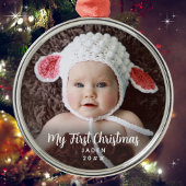 Mein erstes Weihnachts-Zeitloses Baby-Foto Ornament Aus Metall