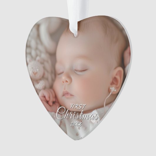 Mein erstes Weihnachtsbaby Custom Foto Heart gefor Ornament (Vorderseite)