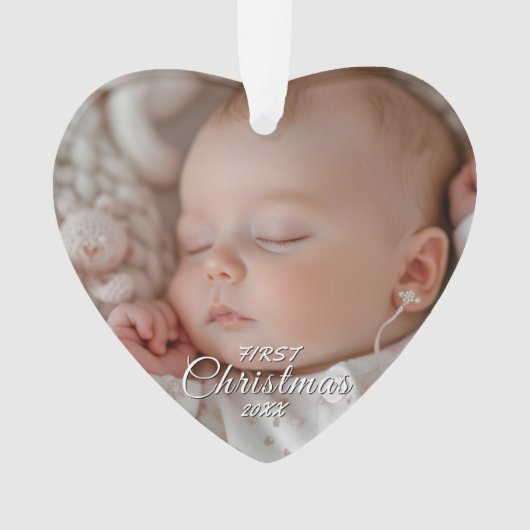 Mein erstes Weihnachtsbaby Custom Foto Heart gefor Ornament (Vorderseite)