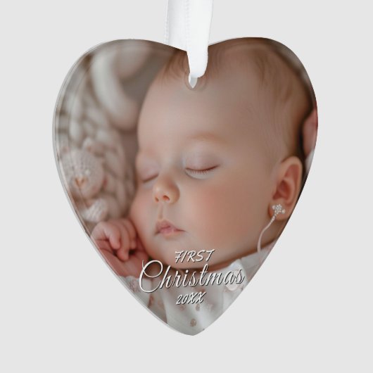 Mein erstes Weihnachtsbaby Custom Foto Heart gefor Ornament (Vorderseite)