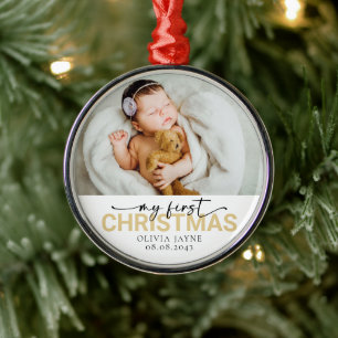 Mein erstes Weihnachtsbaby-Foto-Andenken Ornament Aus Metall
