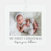 Mein erstes Weihnachtsbaby-Foto doppelseitig Ornament Aus Metall (Vorderseite)