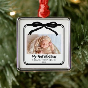 Mein erstes Weihnachtsbaby-Foto Eleganter Silberra Ornament Aus Metall