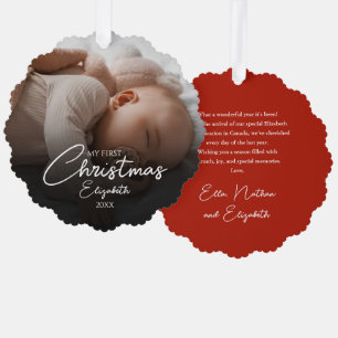 Mein erstes Weihnachtsbaby-Foto Elegantes Skript Ornament Karte