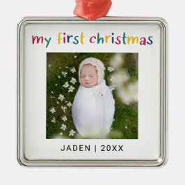 Mein erstes Weihnachtsbaby-Foto farbenfroh Niedlic Ornament Aus Metall