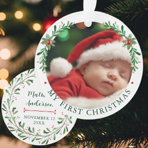 Mein erstes Weihnachtsbaby-Foto Floral Ornament