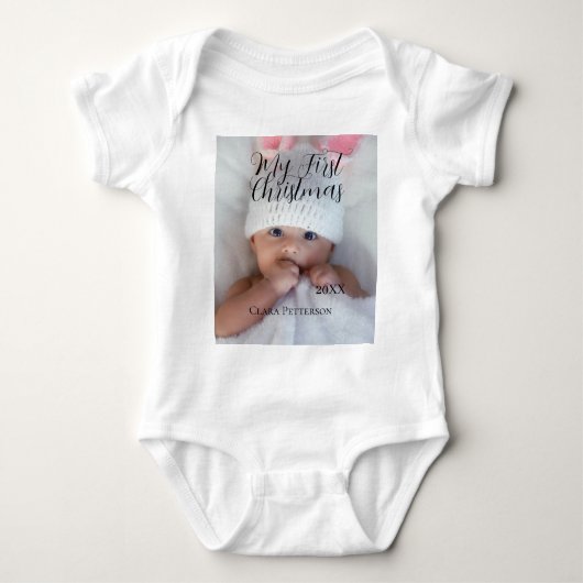 Mein erstes Weihnachtsbaby-Foto gibt das Jahr mode Baby Strampler (Vorderseite)