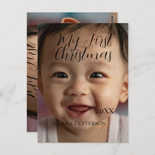 Mein erstes Weihnachtsbaby-Foto gibt das Jahr mode Postkarte (Vorne/Hinten)