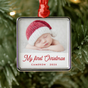 Mein erstes Weihnachtsbaby-Foto Name Jahr Ornament Aus Metall