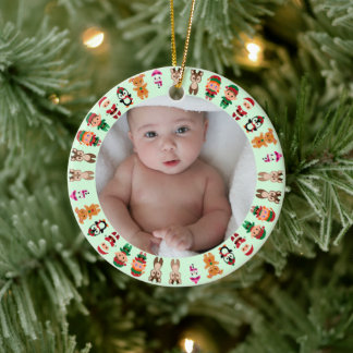 Mein erstes Weihnachtsbaby-Foto Namens-Metall-Orna Keramik Ornament
