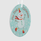 Mein erstes Weihnachtsbaby Foto Snowman Snowflakes Ornament (Vorderseite)