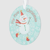 Mein erstes Weihnachtsbaby Foto Snowman Snowflakes Ornament (Vorderseite)