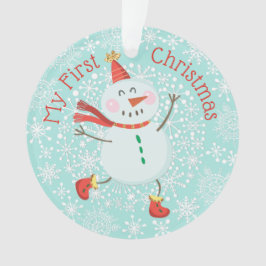 Mein erstes Weihnachtsbaby Foto Snowman Snowflakes Ornament