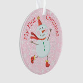 Mein erstes Weihnachtsbaby Foto Snowman Snowflakes Ornament (Vorderseite)