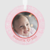 Mein erstes Weihnachtsbaby Foto Snowman Snowflakes Ornament (Rückseite)