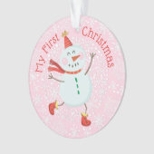 Mein erstes Weihnachtsbaby Foto Snowman Snowflakes Ornament (Vorderseite)