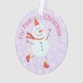 Mein erstes Weihnachtsbaby Foto Snowman Snowflakes Ornament (Vorderseite)