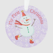 Mein erstes Weihnachtsbaby Foto Snowman Snowflakes Ornament (Vorderseite)