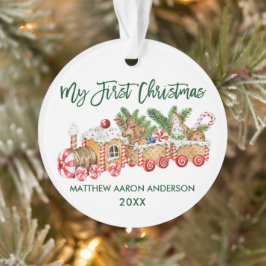Mein erstes Weihnachtsbaby Gingerbrot Train Green Ornament
