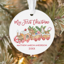 Mein erstes Weihnachtsbaby Gingerbrot Train Red Ornament