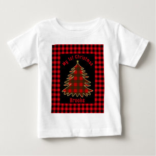 Mein erstes Weihnachtsbaby Name Rote Palme Weihnac Baby T-shirt