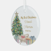 Mein erstes Weihnachtsbaum und Krippenjunges Ornament Aus Glas (Vorderseite links)