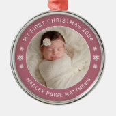 Mein erstes WeihnachtsCassis Personalisiert Baby F Ornament Aus Metall (Vorne)