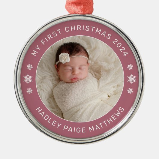 Mein erstes WeihnachtsCassis Personalisiert Baby F Ornament Aus Metall (Vorne)