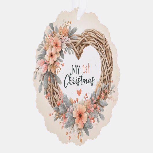 Mein erstes Weihnachtsfest - Blumenkranz in Aquare Ornament Karte (Rechts)