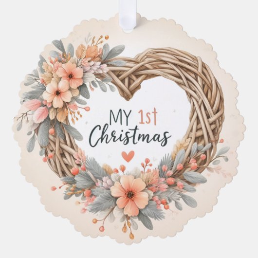 Mein erstes Weihnachtsfest - Blumenkranz in Aquare Ornament Karte (Vorderseite)