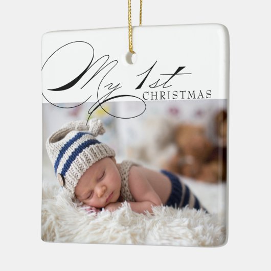 Mein erstes Weihnachtsfest-Foto Elegantes kalligra Keramikornament (Links)