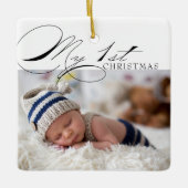 Mein erstes Weihnachtsfest-Foto Elegantes kalligra Keramikornament (Vorderseite)
