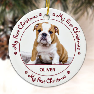 Mein erstes Weihnachtsfest - Niedliches Hundebüt- Keramik Ornament