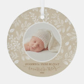 Mein erstes Weihnachtsgeschenk Foto Elfenbeinglas- Ornament Aus Glas (Rückseite)