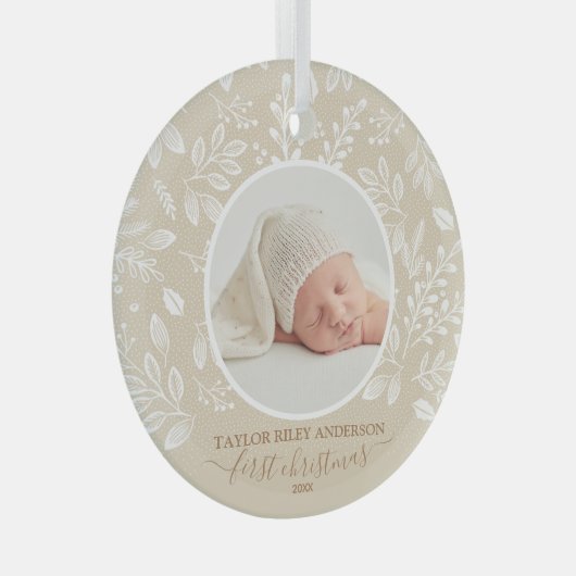 Mein erstes Weihnachtsgeschenk Foto Elfenbeinglas- Ornament Aus Glas (Vorderseite Rechts)