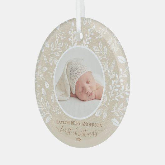 Mein erstes Weihnachtsgeschenk Foto Elfenbeinglas- Ornament Aus Glas (Vorderseite links)