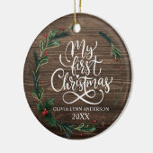 Mein erstes Weihnachtsgeschenk mit Geburtsstaten Keramik Ornament (Links)