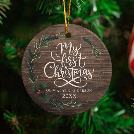 Mein erstes Weihnachtsgeschenk mit Geburtsstaten Keramik Ornament