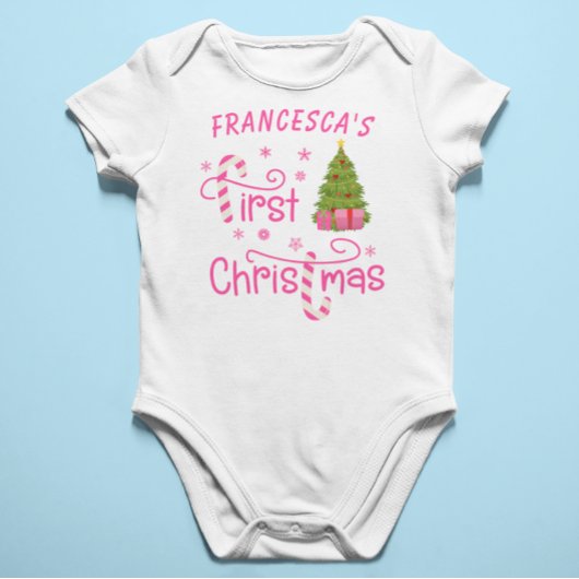 Mein erstes Weihnachtsgeschenk und Weihnachtsbaum Baby Strampler