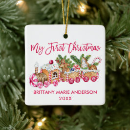 Mein erstes Weihnachtsgingerbrot Train Baby Pink Keramikornament