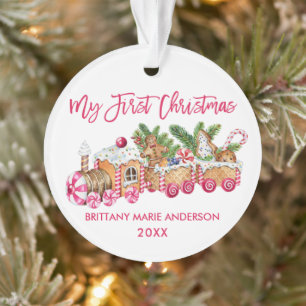 Mein erstes Weihnachtsgingerbrot Train Baby Pink Ornament
