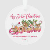 Mein erstes Weihnachtsgingerbrot Train Baby Pink Ornament (Rückseite)