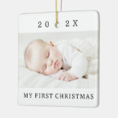 Mein erstes Weihnachtsjahr, das moderne Foto weiß Keramikornament (Links)